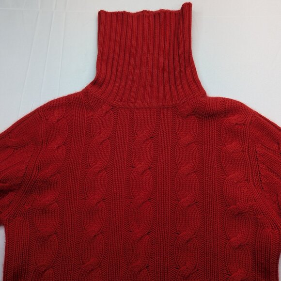 Lilly Pulitzer 100% Cashmere Cable Knit Turtleneck Womens Sweater Coral Red Sz L - Picture 9 of 9